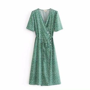 NEW Jeanne Damas Rouje-ish Star Wrap Midi Dress L